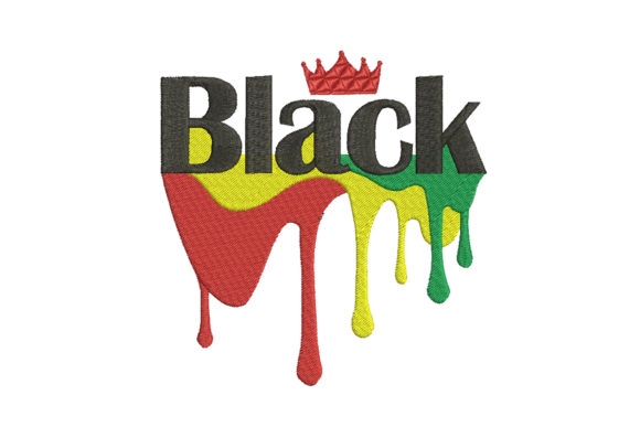 Black and Drip Embroidery Design